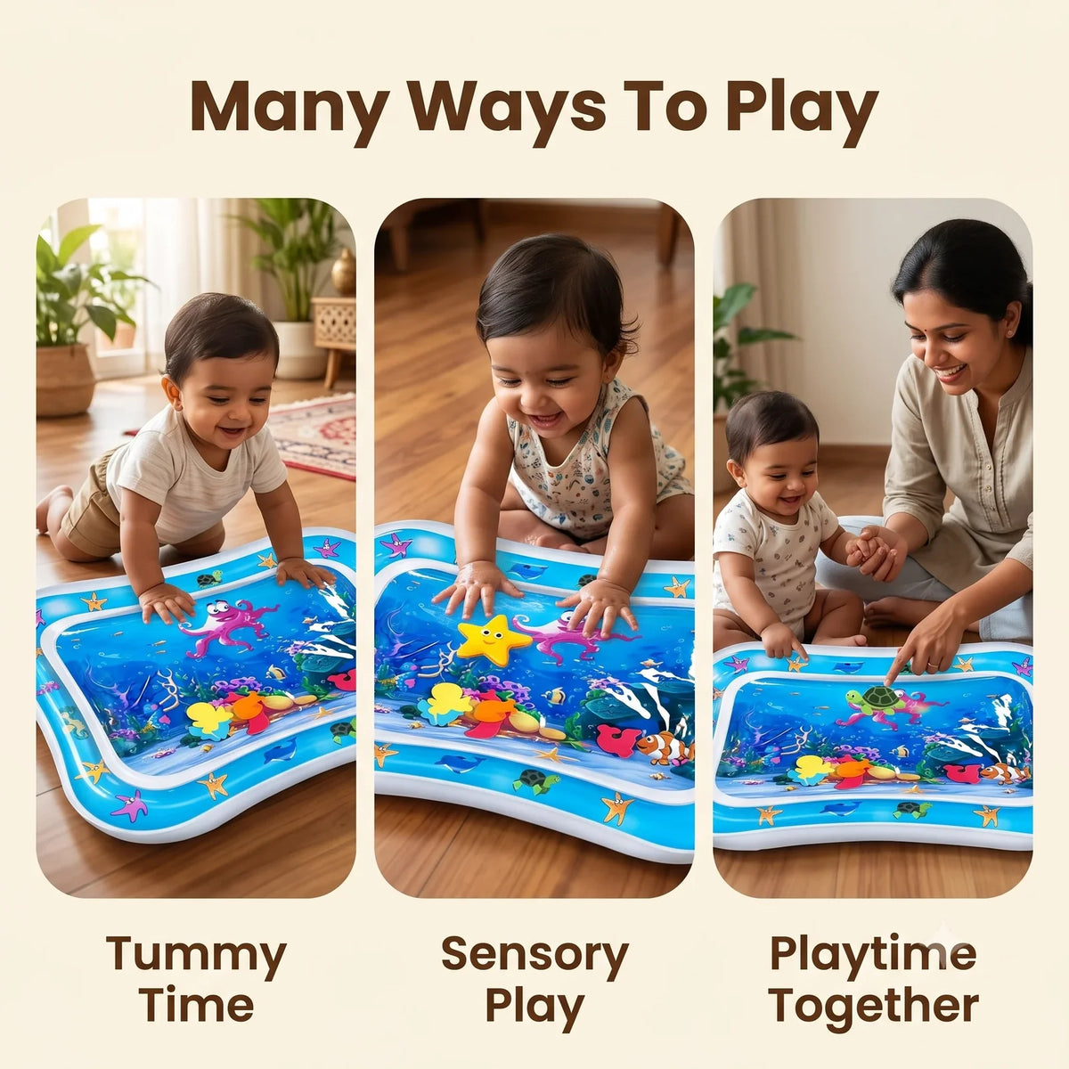 AquaAdventure™ - Tummy Time Water Play Mat | Floating Shapes | Sensory Play