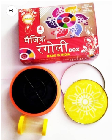 RangoliTwirl™ 4-Inch Magic Rotating Rangoli Maker Kit with 2 Design Jalis & Filter Box