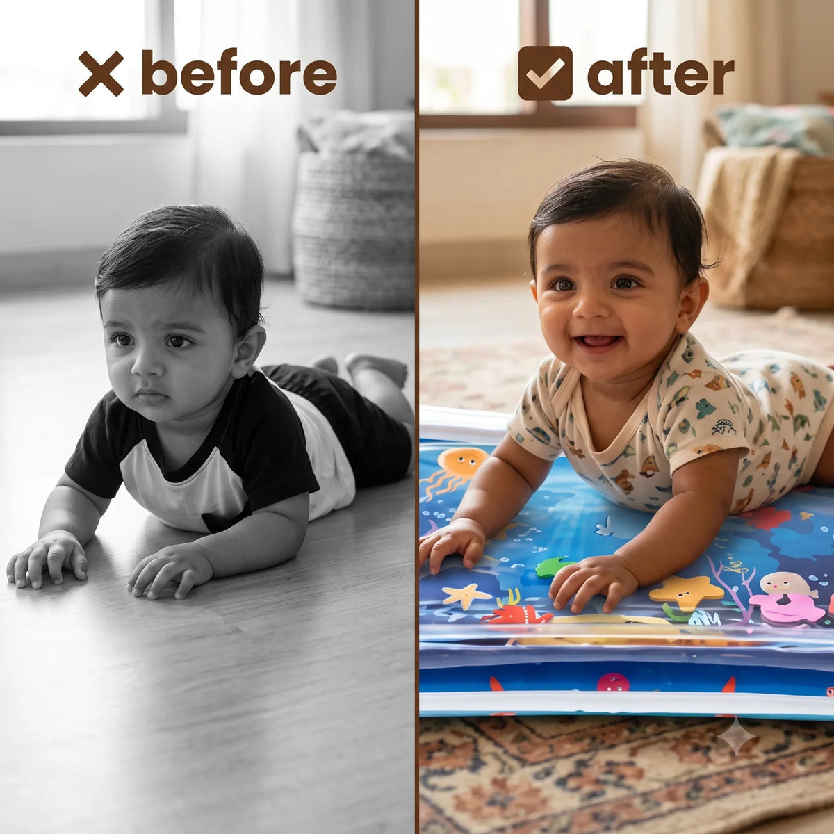 AquaAdventure™ - Tummy Time Water Play Mat | Floating Shapes | Sensory Play