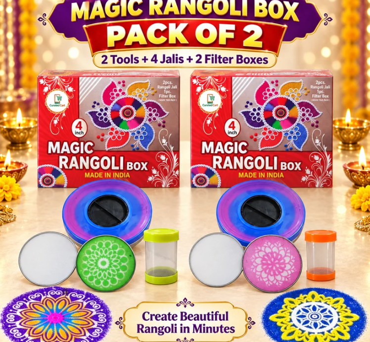 RangoliTwirl™ 4-Inch Magic Rotating Rangoli Maker Kit with 2 Design Jalis & Filter Box