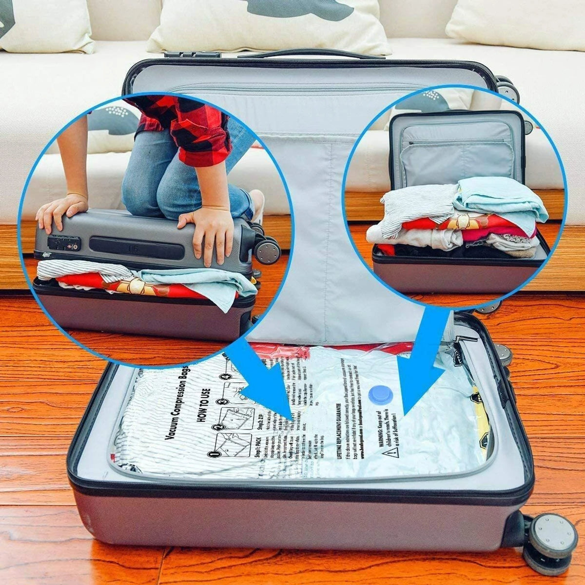 Vacuum Storage Bags with Hand Pump (6 Pcs)