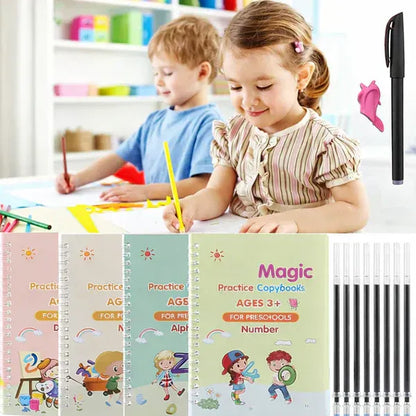 WriteSmart™ Kids Practice book Sank Magic book (4 Books,1 Pen,1 Grip,10 Refill)