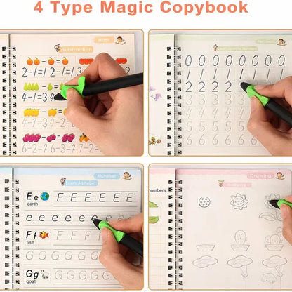 WriteSmart™ Kids Practice book Sank Magic book (4 Books,1 Pen,1 Grip,10 Refill)