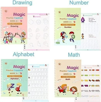 WriteSmart™ Kids Practice book Sank Magic book (4 Books,1 Pen,1 Grip,10 Refill)