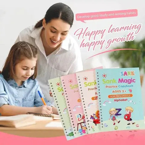 WriteSmart™ Kids Practice book Sank Magic book (4 Books,1 Pen,1 Grip,10 Refill)