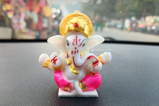 Lord Ganesha Idol With Golden Mukut